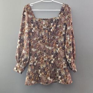 Cider Corduroy Retro Button Up Mini Dress Long Top Size Small